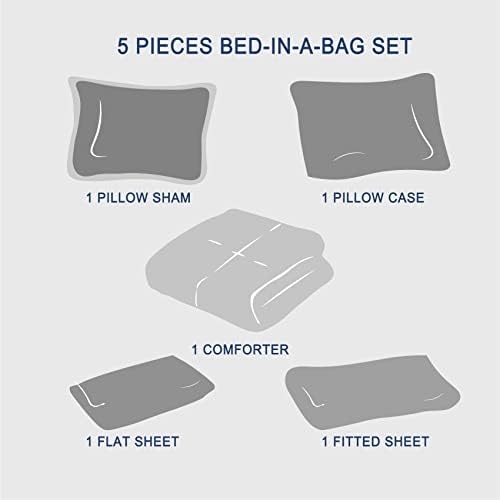 Anluoer Twin Comforter Set 5 Piece,Ruffle Bed in a Bag Twin Bedding Sets