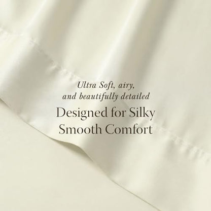 Threadmill 400TC Egyptian Cotton Twin XL Sheet Set, Sateen, Cream, 3-Piece