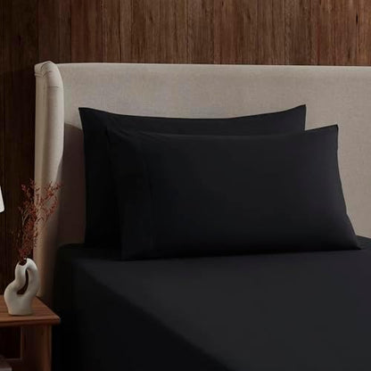 Nestl Full Sheet Set - Bed Sheets - Black - 4-Piece Deep Pocket