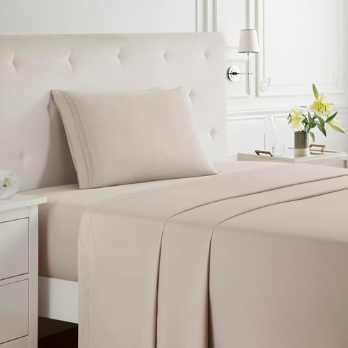 Clara Clark Bed Sheets, Premier 1800 Series Bed Sheet Set, Deep Pocket, Wrinkle, Fade, Stain Resistant, Luxury Soft Bedding Sheets & Pillowcases, Twin, Linen