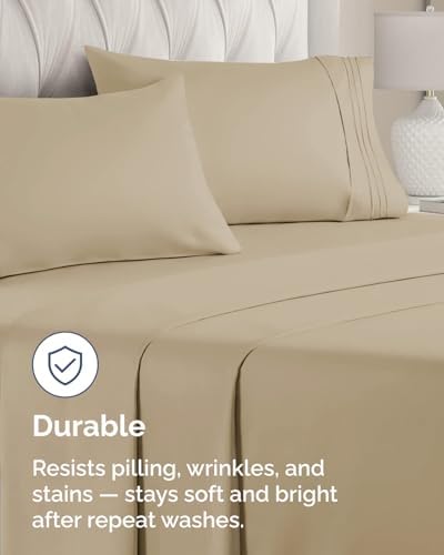 King Standard Pillow Cases Set of 8 - Ultra Soft Pillowcase Covers - Beige