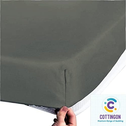 1 PC Cot Size 28" x 75" Fitted Sheet Only, 100% Egyptian Cotton, Stone Grey