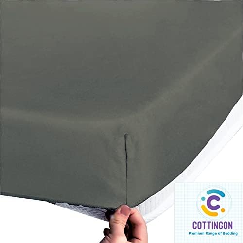 1 PC Top Split King Fitted Sheet for Adjustable beds, 34" Split, Stone Grey