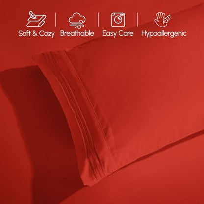 Elegant Comfort Luxury 4-Piece Bed Sheet Set - Luxury Bedding 1500 Premium Hotel Quality Microfiber, Wrinkle Resistant Cool & Breathable, Easy Elastic Fitted, Full, Rust Orange