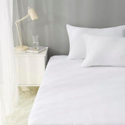 Amazon Basics Waterproof Mattress Protector, Full Size, 18-Inch Deep Pocket, White (Pack of 4)