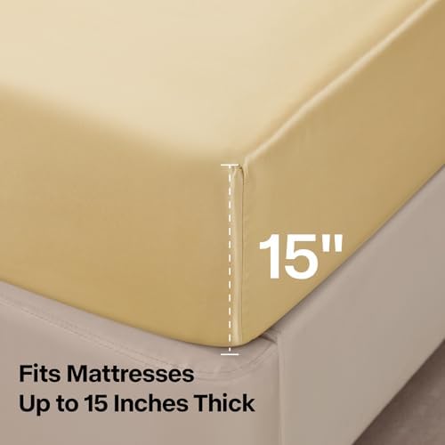 BEDELITE Satin Sheets Twin XL Size Bed Set, Champagne, 3 Pieces