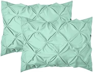 Elegant Comfort 2-Pack Sham Set Pinch Pleat Design, 1500 Premium Hotel Quality Microfiber, Stylish Design-Easy Care, Wrinkle and Stain Resistant, 2-Piece Sham Set, Pleated Standard/Queen, Mint Green