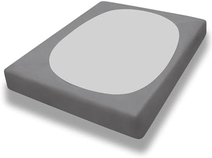 PureFit Stretchy Box Spring Cover Twin - Elastic Fitted Box Spring Wrap Around 4 Sides, Wrinkle & Fading Resistant Fits Twin Size Beds, Light Gray