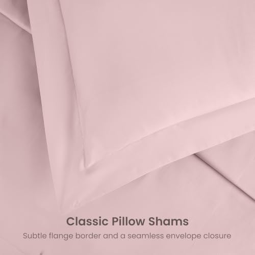 BIOWEAVES 100% Organic Cotton Twin/Twin XL Duvet Cover Set, 2-Piece, 300 Thread Count Sateen Weave GOTS Certified Comforter Cover with Buttoned Closure and 1 Pillow Sham – Blush Pink, 66x90 inches