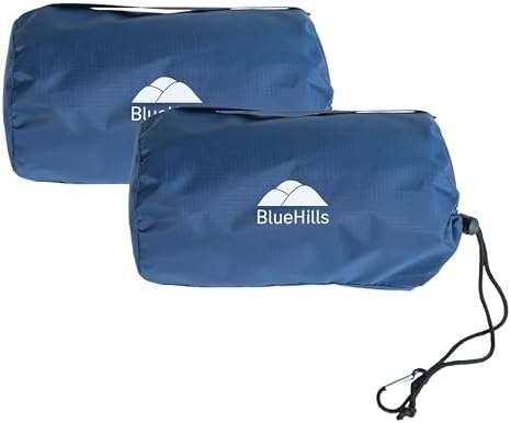 BlueHills Ultra Compact 2 Pack Travel Blanket Pillow Airplane - Navy Blue