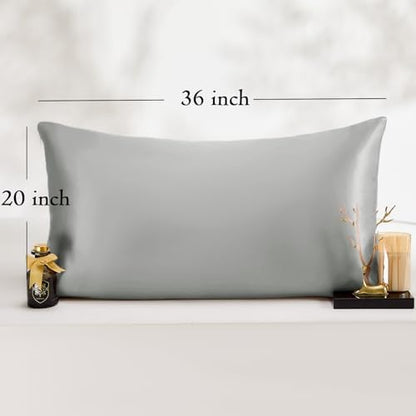 Vielit King Satin Pillowcase for Hair 4 Pack, Similar to Silk Pillow Cases, Easier Care Than Silk Pillowcase, Gifts for Women Men - Silver Grey, 20x36 & Envelope Closure and 2 Satin Scrunchies