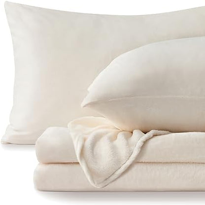 BEDELITE Flannel Sheets Twin XL Size, White, 3 Pieces