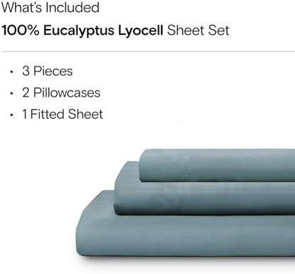 Sijo AiryWeight Tencel Sheet Set, 100% Lyocell Derived from Eucalyptus, Buttery Soft, Architectural Digest Best Cooling Sheets Winner - 3pc - 2 Pillowcases 1 Fitted (Teal, Queen)
