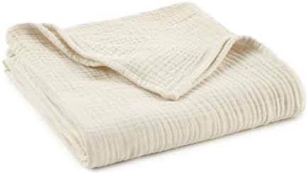 100% Cotton Organic Muslin Baby Swaddle Blanket GOTS & Fairtrade Certified Organic Cotton - Couch Living Room and Bedroom Decor - 4 Layer Super Soft and Cozy (Natural, Baby)