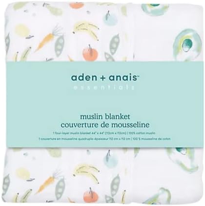 aden + anais Essentials Dream Blanket, Muslin Baby Blankets for Girls & Boys, Ideal Lightweight Newborn Nursery & Crib Blanket, Shower & Registry Gift, Farm to Table