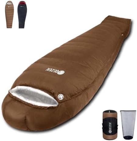 0 Degree Down Sleeping Bag for Adults,Cold Weather Backpacking