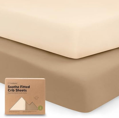 KeaBabies 2pk Organic Cotton Crib Sheets for Boys Girls 52x28, Pecan