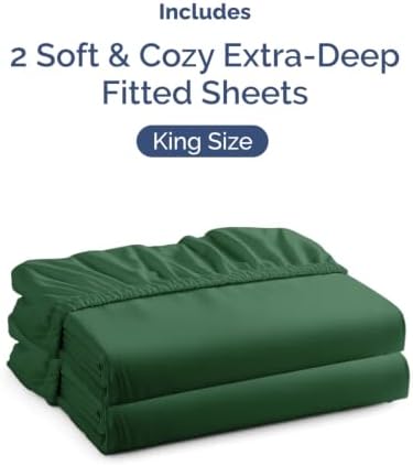 CGK Linens 2 Pack Extra Deep King Fitted Sheets - Emerald Green