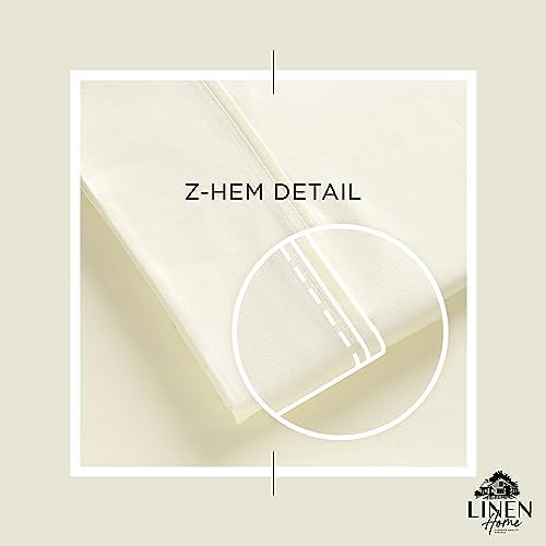 Linen Home 100% Cotton Percale Twin Size Fitted Sheet only, Cream