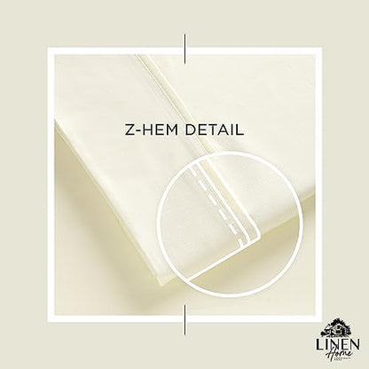 Linen Home 100% Cotton Percale Twin Size Fitted Sheet only, Cream