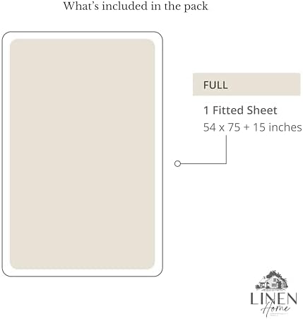 Linen Home 100% Cotton Percale Fitted Sheet only, Full Size, Light Taupe