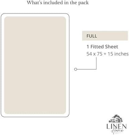 Linen Home 100% Cotton Percale Fitted Sheet only, Full Size, Light Taupe