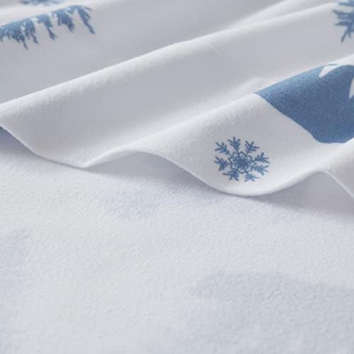 Flannel Sheets Warm and Cozy Deep Pocket Breathable All Season Bedding Set with Fitted, Flat and Pillowcases, King, Winter Bears