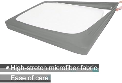 ALYVIA SPRING Full Size Box Spring Cover Jersey Knit Stretchy, Light Gray