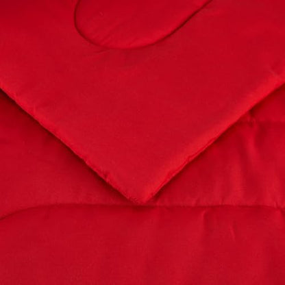 Amazon Basics 3-Piece Soft Microfiber Kids' Comforter and Pillow Sham Set, Full/Queen, Red, Solid