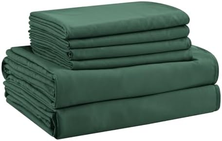 Queen Sheet Set - 6 Piece Sheets Queen Size Bed Set - Breathable & Cooling Hotel Luxury Bedding Set - Soft & Comfy Fully Elasticized 16" Deep Pocket Queen Sheets (Queen Emerald Green)
