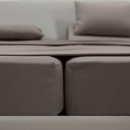 Elegant Comfort Luxurious 1500 Premium Hotel Quality Microfiber Three Line Embroidered Softest 5-Piece Bed Sheet Set, Wrinkle and Fade Resistant, Split King, Gray
