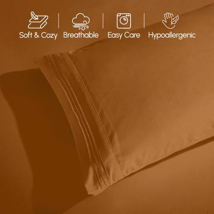 Elegant Comfort Luxury 4-Piece Bed Sheet Set - Luxury Bedding 1500 Premium Hotel Quality Microfiber, Wrinkle Resistant Cool & Breathable, Easy Elastic Fitted, Twin/Twin XL, Mocha