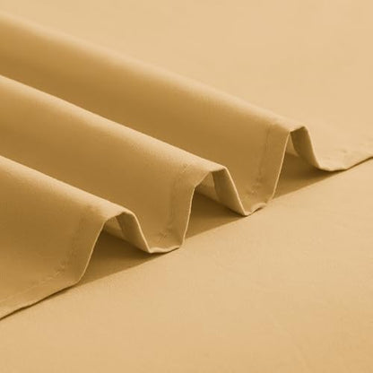 Elegant Comfort Luxurious 1500 Premium Hotel Quality Microfiber Three Line Embroidered Softest 4-Piece Bed Sheet Set, Wrinkle and Fade Resistant, King, Camel-Gold