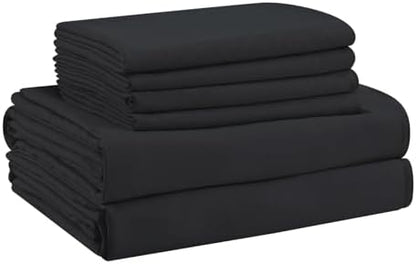 Queen Sheet Set - 6 Piece Sheets Queen Size Bed Set - Breathable & Cooling Hotel Luxury Bedding Set - Soft & Comfy Fully Elasticized 16" Deep Pocket Queen Sheets (Queen Balck)