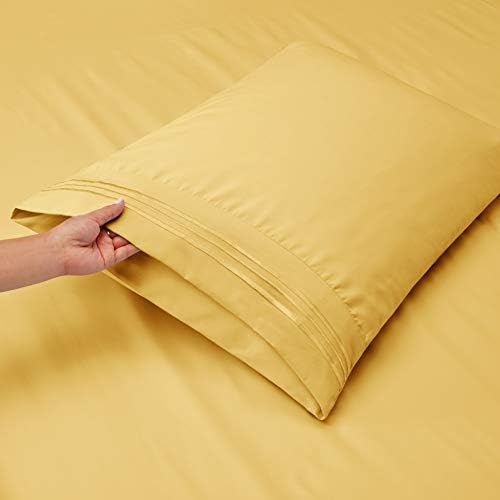 Clara Clark Twin Sheets, 5 Piece Set - Hotel Luxury Sheets for Twin Size Bed, Super Soft Bedding Set, Twin Size, Mellow Yellow