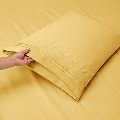 Clara Clark Twin Sheets, 5 Piece Set - Hotel Luxury Sheets for Twin Size Bed, Super Soft Bedding Set, Twin Size, Mellow Yellow