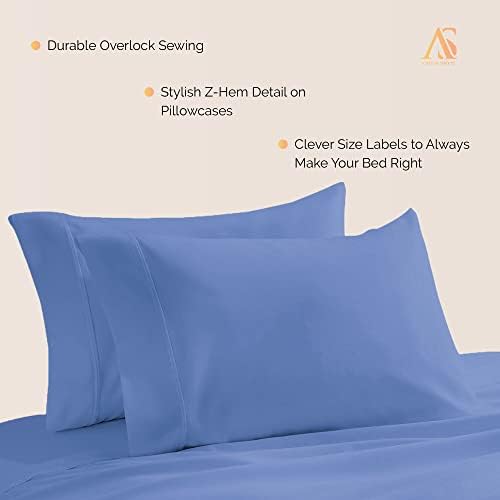 800 Series King Pillow Cases Set of 2, Sateen, Deep Blue