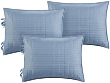 Comfort Spaces Daybed Cover- Luxe Double Sided -Quilting, All Season Cozy Bedding with Bedskirt, Matching Shams, 75'x39' Blue 5 Piece