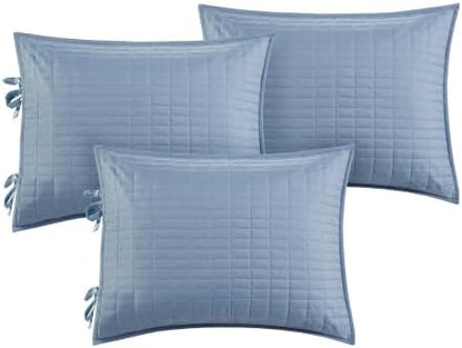 Comfort Spaces Daybed Cover- Luxe Double Sided -Quilting, All Season Cozy Bedding with Bedskirt, Matching Shams, 75'x39' Blue 5 Piece