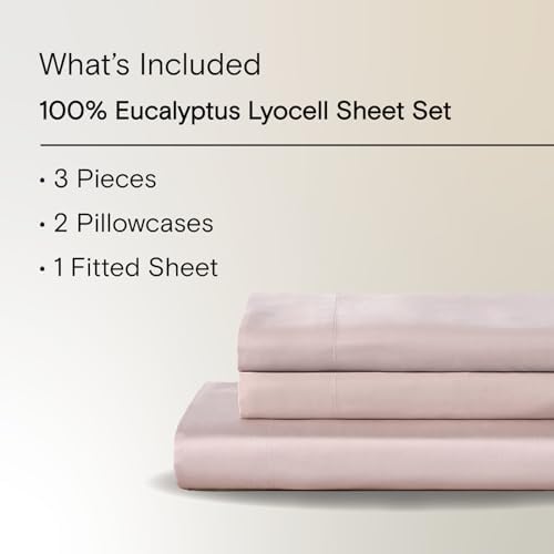 Sijo AiryWeight Tencel Sheet Set, 100% Lyocell Derived from Eucalyptus, Buttery Soft, Architectural Digest Best Cooling Sheets Winner - 3pc - 2 Pillowcases 1 Fitted (Blush, Queen)