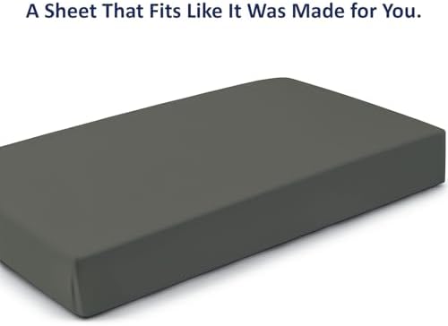 1 PC Cot Size 33" x 75" Fitted Sheet Only, 100% Egyptian Cotton, Dark Grey