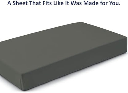 1 PC Cot Size 33" x 75" Fitted Sheet Only, 100% Egyptian Cotton, Dark Grey