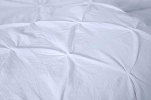 Chezmoi Collection Aria 3-Piece Pinch Pleat Pintuck Ruffle Skirt Bedspread Set - French Country Chic Farmhouse - Full, White