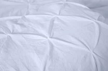 Chezmoi Collection Aria 3-Piece Pinch Pleat Pintuck Ruffle Skirt Bedspread Set - French Country Chic Farmhouse - Full, White