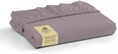 Linen Home Queen Size Fitted Sheet only 100% Cotton Percale, Prelude Purple