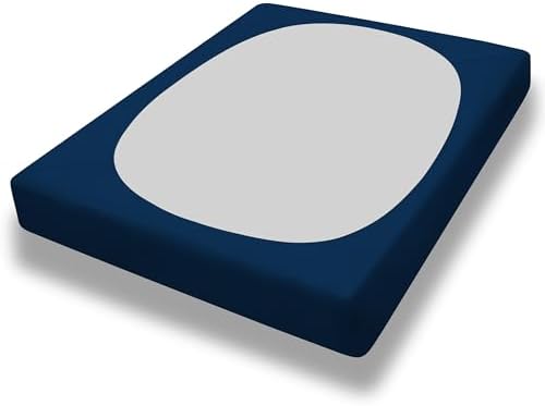 PureFit Stretchy Box Spring Cover Full - Elastic Fitted Box Spring Wrap Around 4 Sides, Wrinkle & Fading Resistant Fits Full Size Beds, Navy