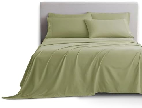 Clara Clark Queen Sheets, 6 Piece Set - Hotel Luxury Sheets for Queen Size Bed, Super Soft Bedding Set, Sage Green