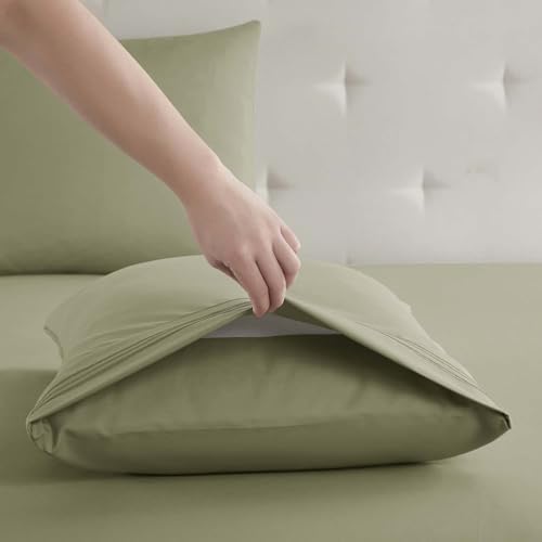Clara Clark Queen Sheets, 6 Piece Set - Hotel Luxury Sheets for Queen Size Bed, Super Soft Bedding Set, Sage Green