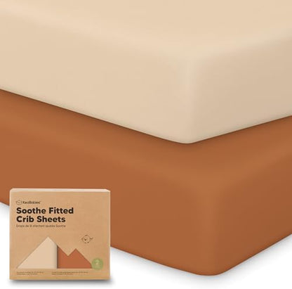 KeaBabies 2pk Organic Cotton Crib Sheets for Boys Girls 52x28, Rust