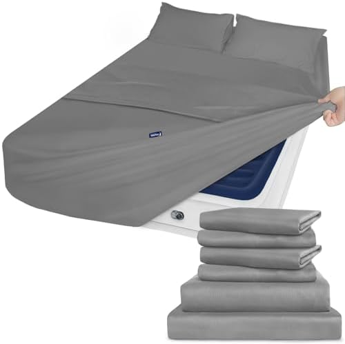 Moonsea Extra Deep Queen Sheet Set - 6 Piece Bed Sheets Queen Size - Grey